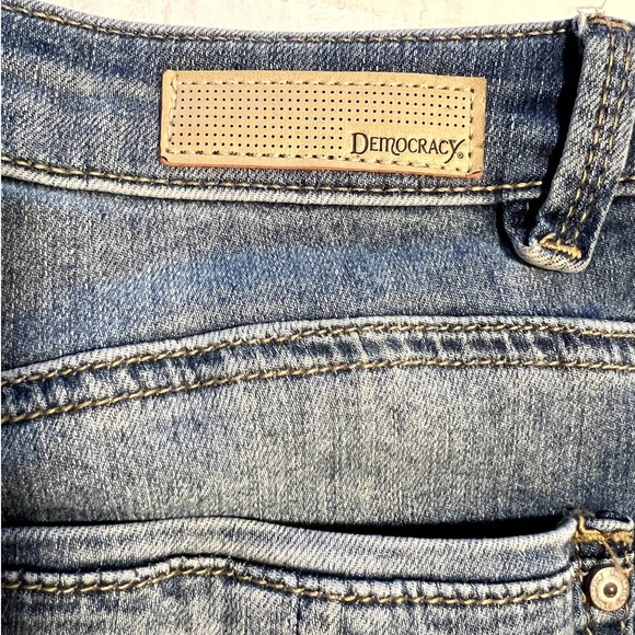 Democracy Blue and Cream Skinny Jeans with Floral Embroidery - Picture 10 of 13